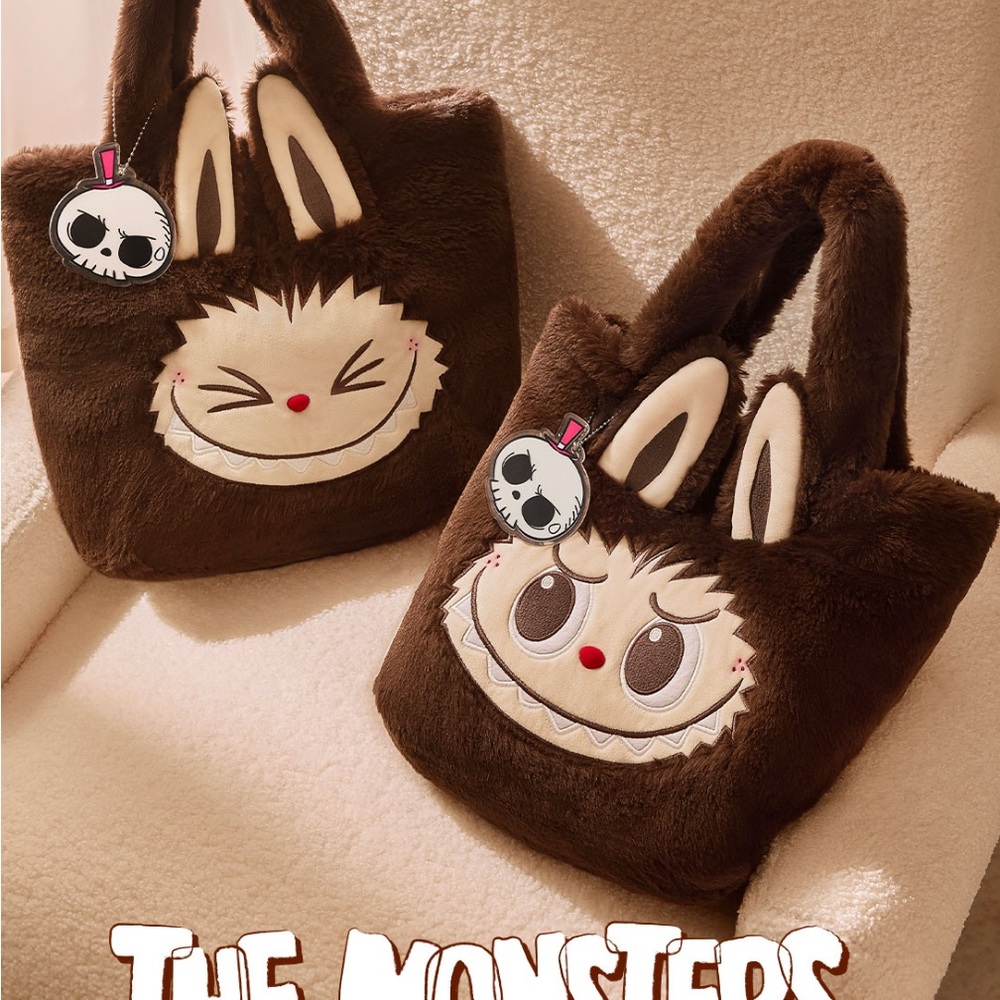 Brown and Cream Monster Face Tote Bag